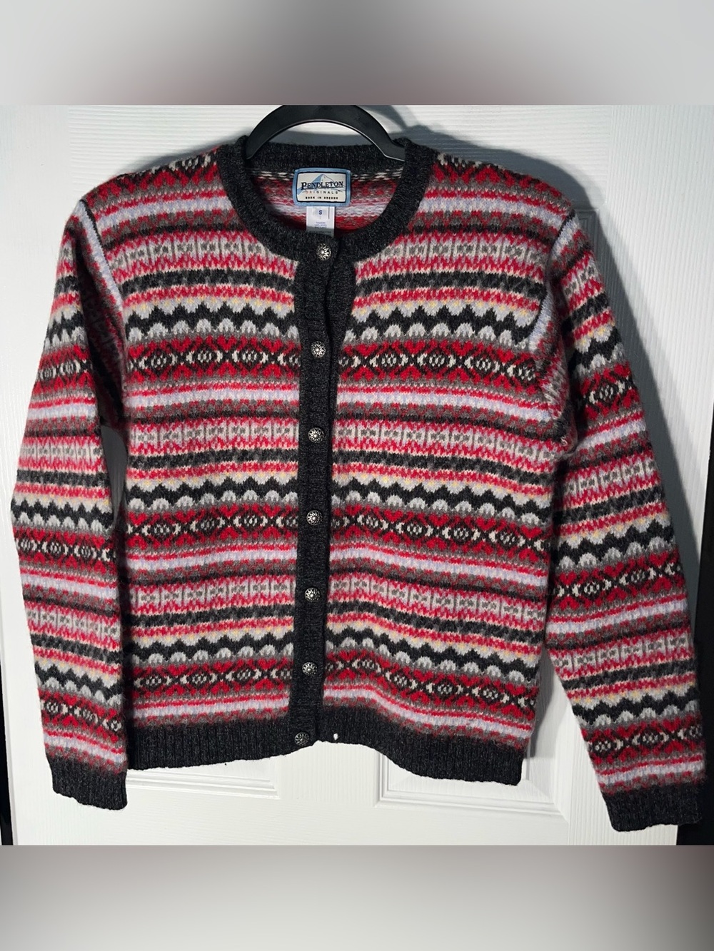 Women’s Pendleton Originals 100% Shetland Wool Fair Isle Sweater Cardigan Small